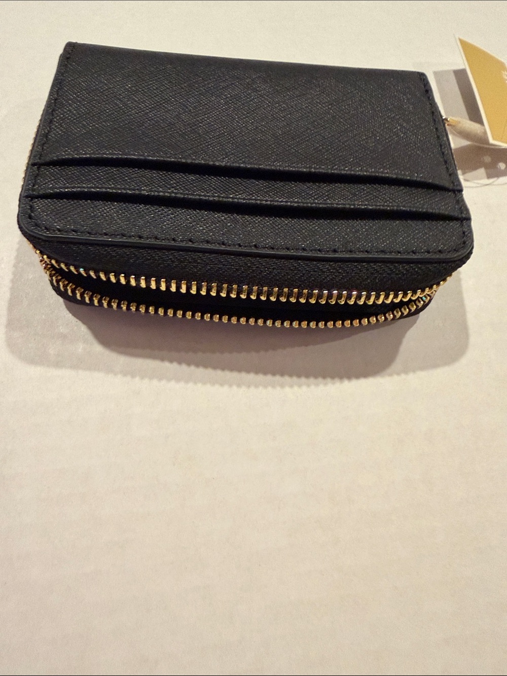 Michael Kors Black Saffiano Zip Card Holder with Gold Logo - Picture 3 of 3